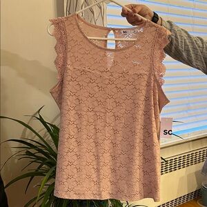 SO Women's Blush Lace Sleeveless Blouse